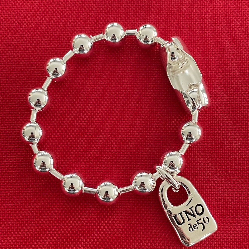 UNO de 50 Silver Beaded Bracelet with Lock Charm - Picture 4 of 16